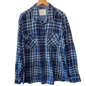 Weatherproof Mens Blue Plaid Classic Cotton Cozy Long Sleeve Flannel Shirt XXL